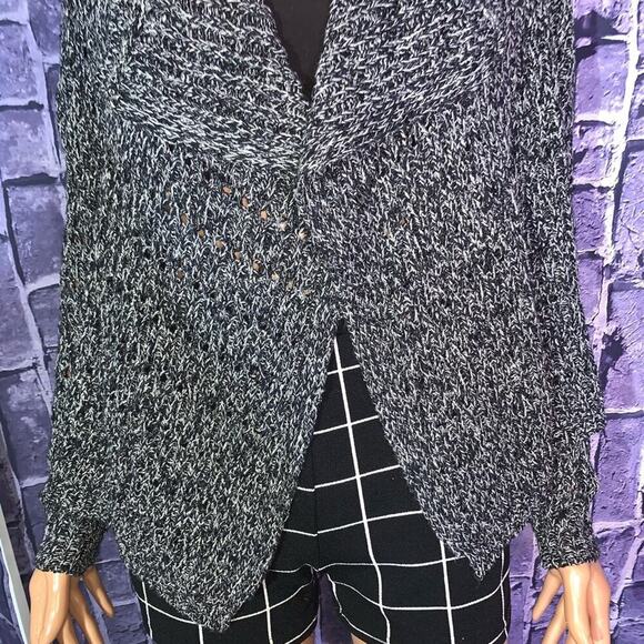 Velvet by Graham & Spencer cardigan sweater black silver cardigan loose SZ MD - Picture 6 of 16